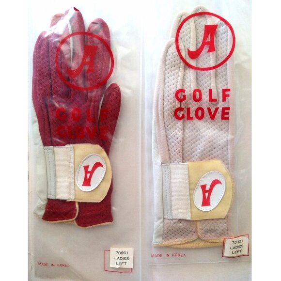 2 Vintage Golf Gloves Ladies Left Red White Unopened Packages - Picture 2 of 9
